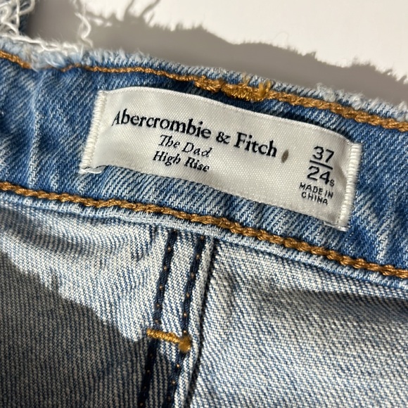 Abercrombie & Fitch The Dad High Rise denim jeans sz 24 short 37 plus distressed - Picture 2 of 10